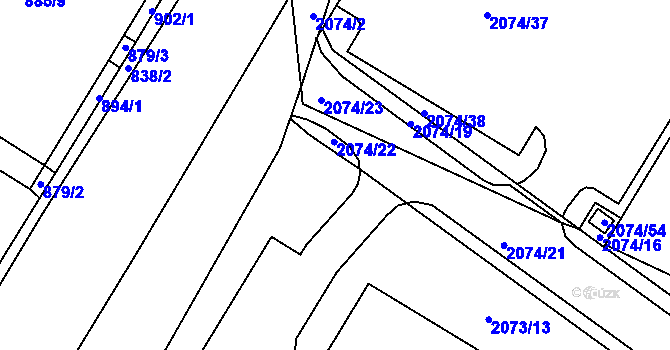 Parcela st. 2074/20 v KÚ Třemošná, Katastrální mapa