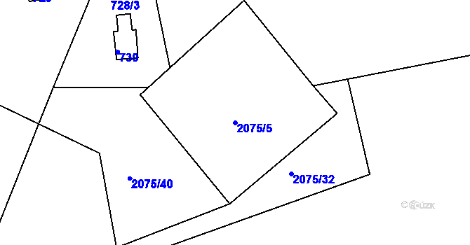 Parcela st. 2075/5 v KÚ Třemošná, Katastrální mapa