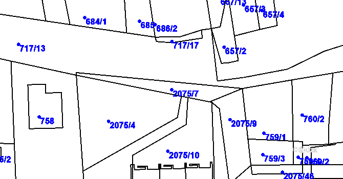 Parcela st. 2075/7 v KÚ Třemošná, Katastrální mapa