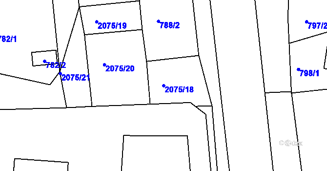Parcela st. 2075/18 v KÚ Třemošná, Katastrální mapa