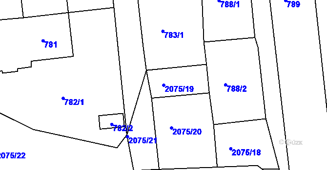 Parcela st. 2075/19 v KÚ Třemošná, Katastrální mapa