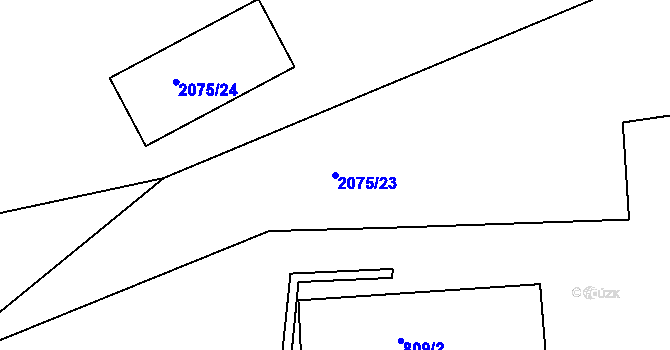 Parcela st. 2075/23 v KÚ Třemošná, Katastrální mapa