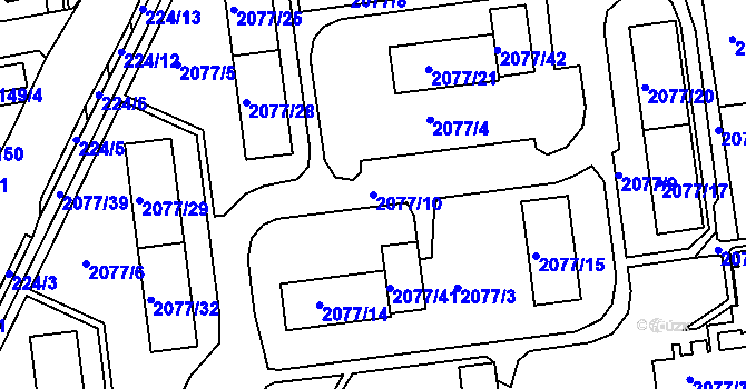 Parcela st. 2077/10 v KÚ Třemošná, Katastrální mapa