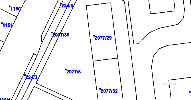 Parcela st. 2077/30 v KÚ Třemošná, Katastrální mapa