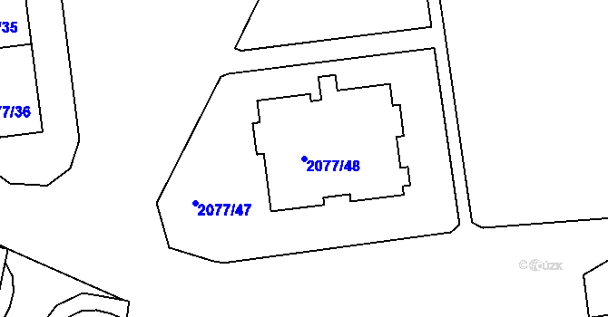 Parcela st. 2077/48 v KÚ Třemošná, Katastrální mapa
