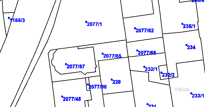 Parcela st. 2077/65 v KÚ Třemošná, Katastrální mapa