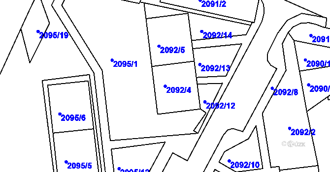 Parcela st. 2092/4 v KÚ Třemošná, Katastrální mapa