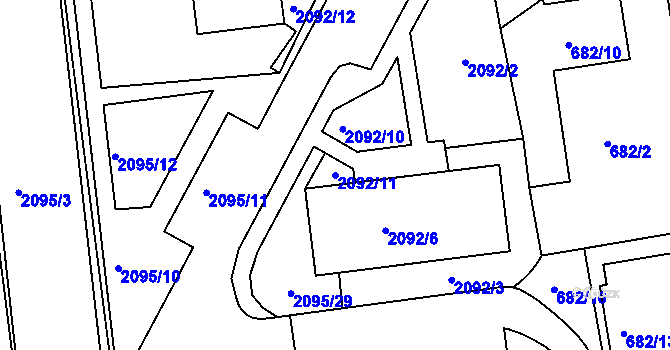 Parcela st. 2092/11 v KÚ Třemošná, Katastrální mapa