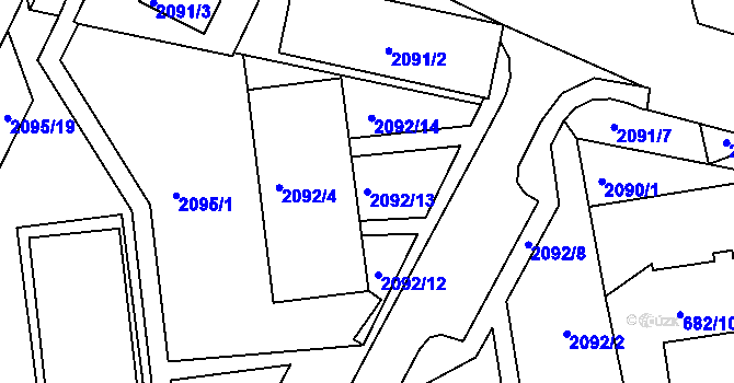 Parcela st. 2092/13 v KÚ Třemošná, Katastrální mapa