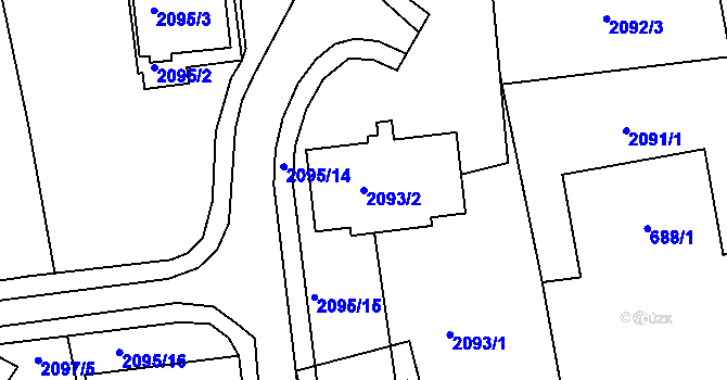 Parcela st. 2093/2 v KÚ Třemošná, Katastrální mapa