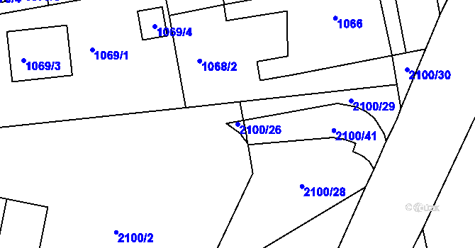 Parcela st. 2100/26 v KÚ Třemošná, Katastrální mapa