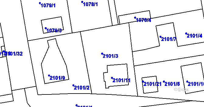 Parcela st. 2101/3 v KÚ Třemošná, Katastrální mapa