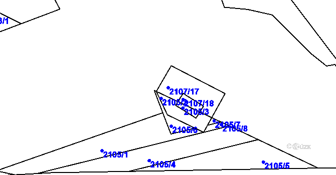 Parcela st. 2107/17 v KÚ Třemošná, Katastrální mapa