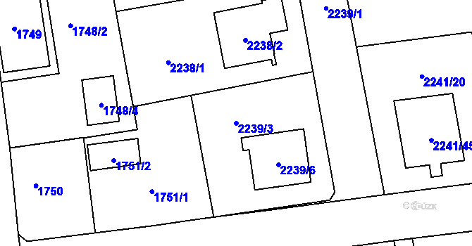 Parcela st. 2239/3 v KÚ Třemošná, Katastrální mapa