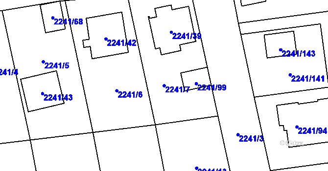 Parcela st. 2241/7 v KÚ Třemošná, Katastrální mapa