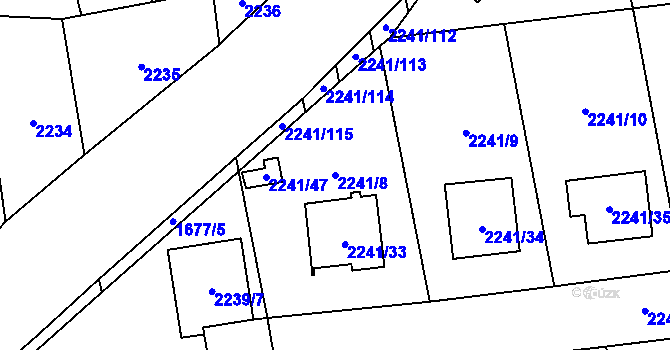Parcela st. 2241/8 v KÚ Třemošná, Katastrální mapa