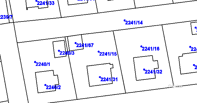 Parcela st. 2241/15 v KÚ Třemošná, Katastrální mapa