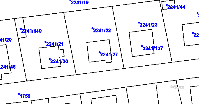 Parcela st. 2241/27 v KÚ Třemošná, Katastrální mapa