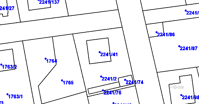Parcela st. 2241/41 v KÚ Třemošná, Katastrální mapa
