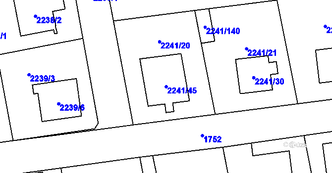 Parcela st. 2241/45 v KÚ Třemošná, Katastrální mapa