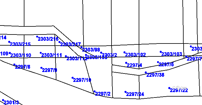 Parcela st. 2303/2 v KÚ Třemošná, Katastrální mapa