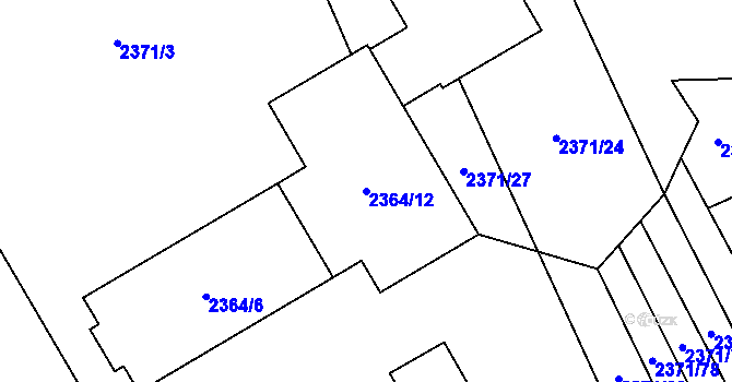 Parcela st. 2364/12 v KÚ Třemošná, Katastrální mapa