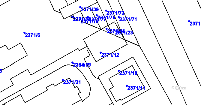 Parcela st. 2371/12 v KÚ Třemošná, Katastrální mapa