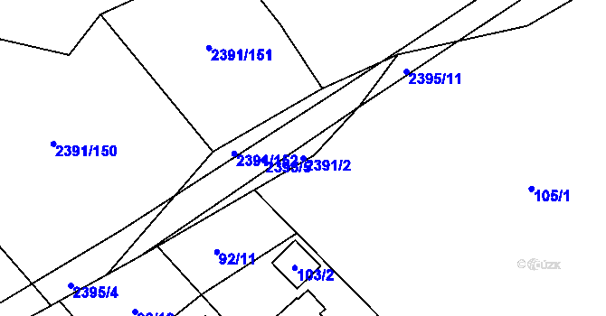 Parcela st. 2391/2 v KÚ Třemošná, Katastrální mapa