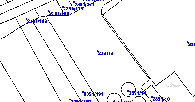 Parcela st. 2391/8 v KÚ Třemošná, Katastrální mapa