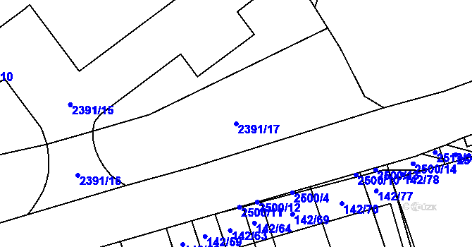 Parcela st. 2391/17 v KÚ Třemošná, Katastrální mapa