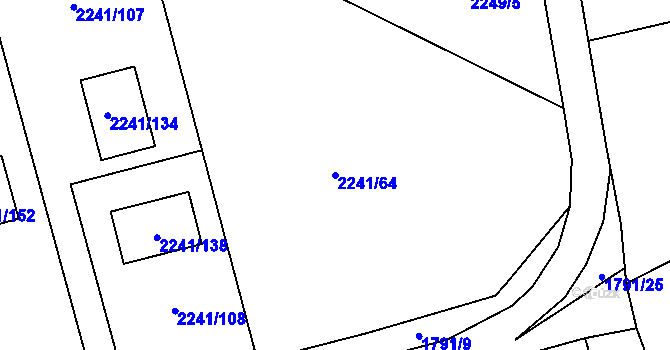 Parcela st. 2241/64 v KÚ Třemošná, Katastrální mapa