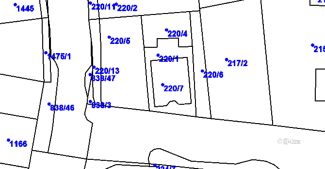 Parcela st. 220/7 v KÚ Třemošná, Katastrální mapa