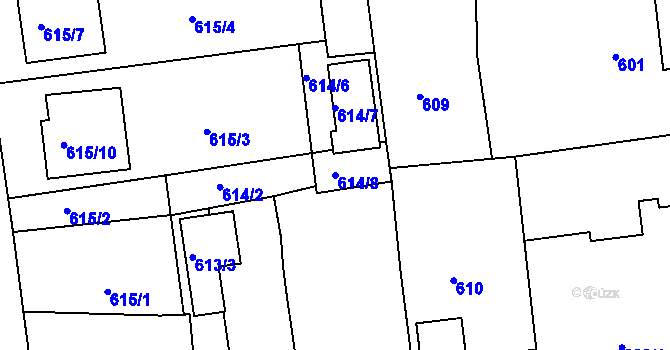 Parcela st. 614/8 v KÚ Třemošná, Katastrální mapa