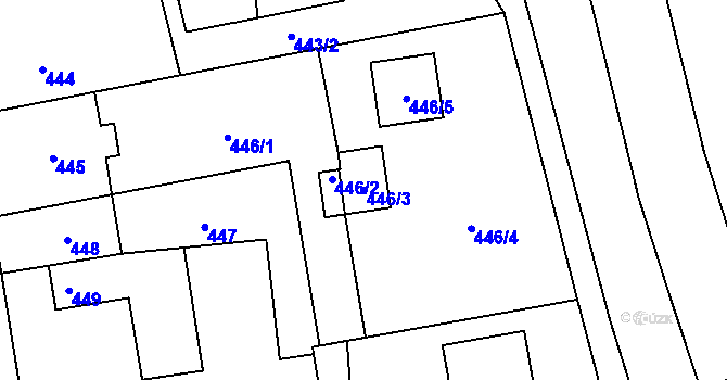 Parcela st. 446/3 v KÚ Třemošná, Katastrální mapa