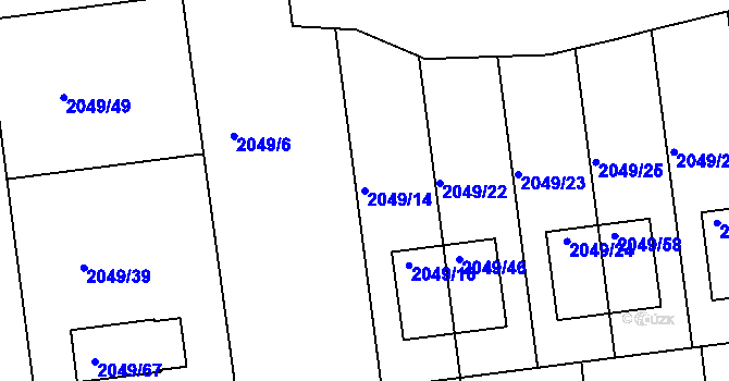 Parcela st. 2049/14 v KÚ Třemošná, Katastrální mapa