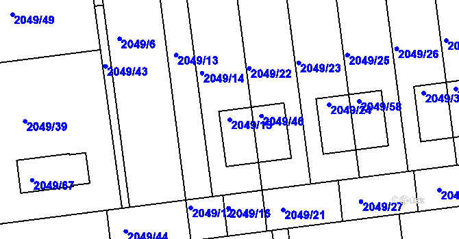 Parcela st. 2049/15 v KÚ Třemošná, Katastrální mapa