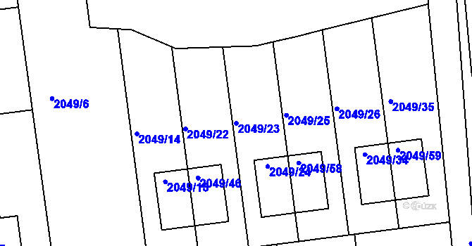 Parcela st. 2049/23 v KÚ Třemošná, Katastrální mapa