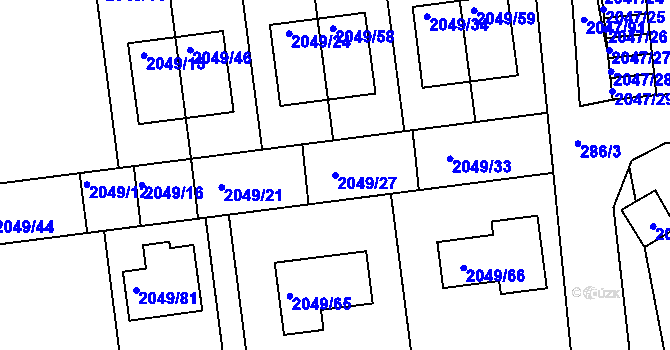 Parcela st. 2049/27 v KÚ Třemošná, Katastrální mapa