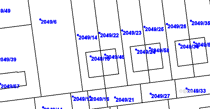 Parcela st. 2049/46 v KÚ Třemošná, Katastrální mapa