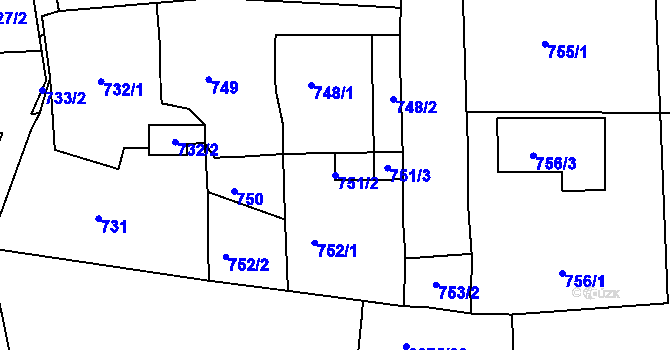Parcela st. 751/2 v KÚ Třemošná, Katastrální mapa