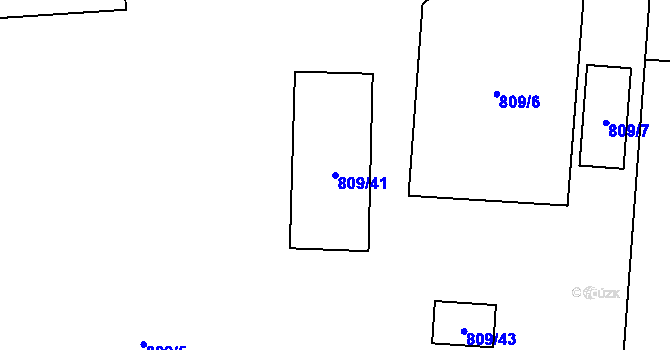 Parcela st. 809/41 v KÚ Třemošná, Katastrální mapa