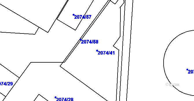 Parcela st. 2074/41 v KÚ Třemošná, Katastrální mapa