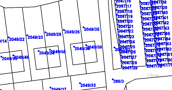 Parcela st. 2049/59 v KÚ Třemošná, Katastrální mapa