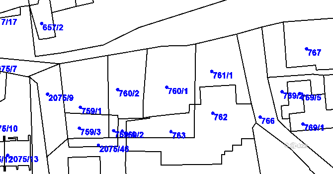 Parcela st. 760/1 v KÚ Třemošná, Katastrální mapa