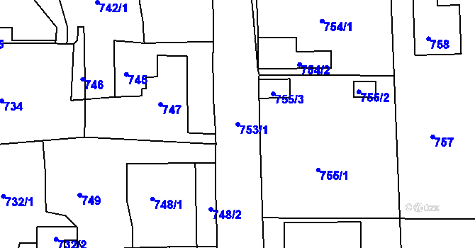 Parcela st. 753/1 v KÚ Třemošná, Katastrální mapa
