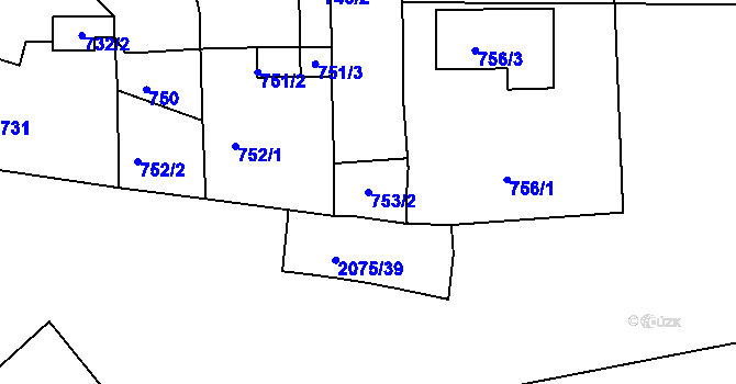 Parcela st. 753/2 v KÚ Třemošná, Katastrální mapa