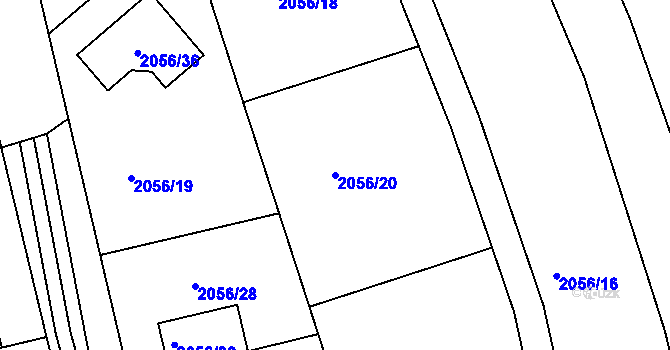 Parcela st. 2056/20 v KÚ Třemošná, Katastrální mapa