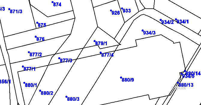 Parcela st. 877/4 v KÚ Třemošná, Katastrální mapa