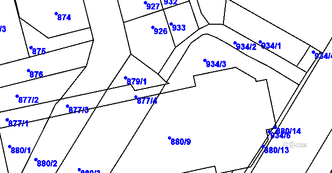 Parcela st. 877/5 v KÚ Třemošná, Katastrální mapa