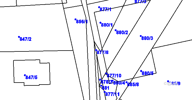 Parcela st. 877/8 v KÚ Třemošná, Katastrální mapa